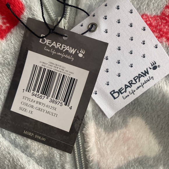BearPaw Hooded Onesie Pajamas NWT - Picture 4 of 7